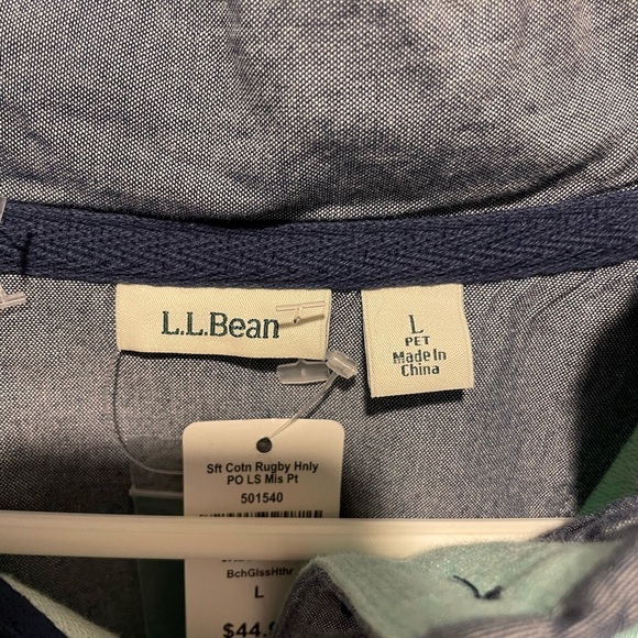 L.L. Bean Mint Green 1/4 Button Shirt NWT Size Large Petite - Picture 3 of 6